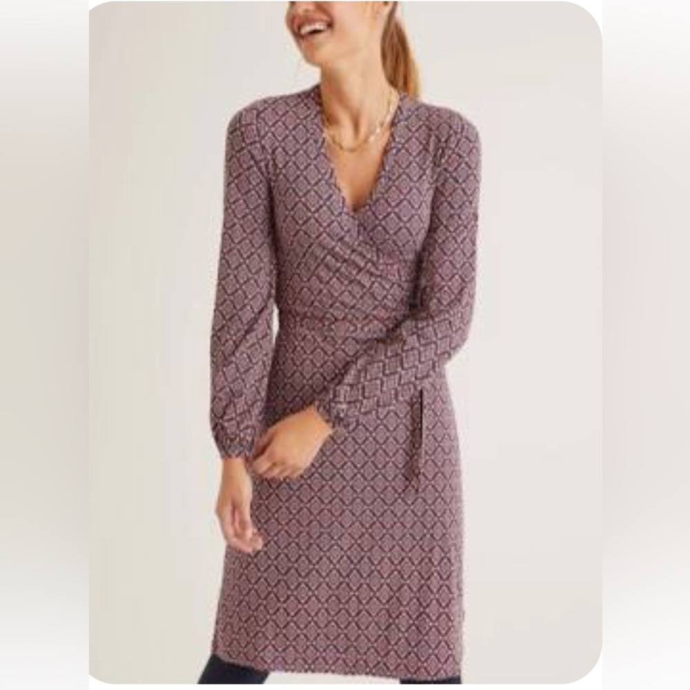 Boden Floral Teal Midi Jersey Wrap Dress